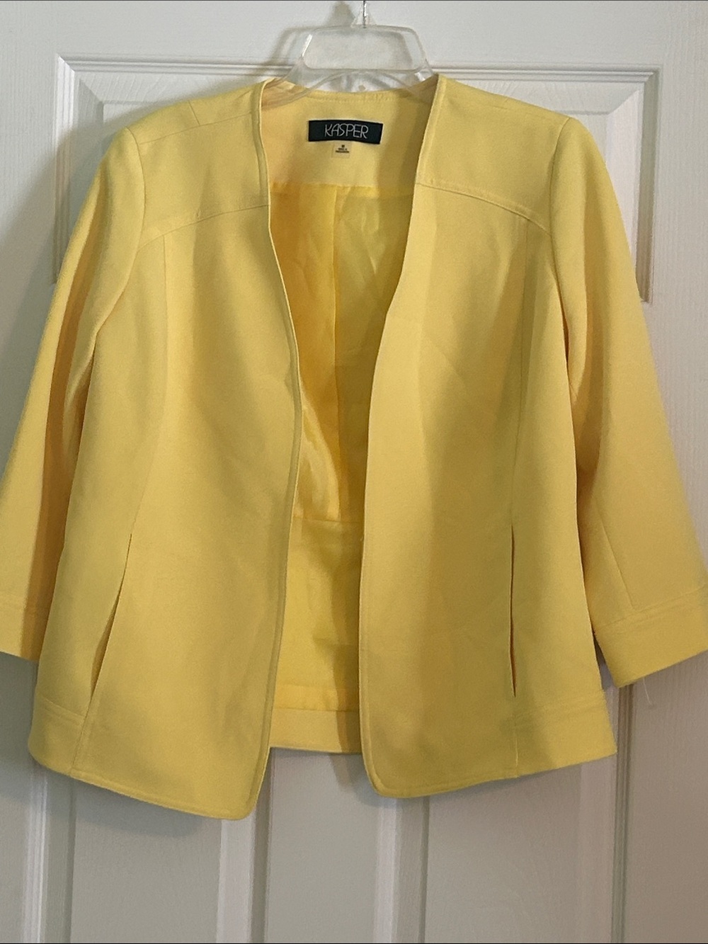 Kasper Light Yellow Open-Front Blazer